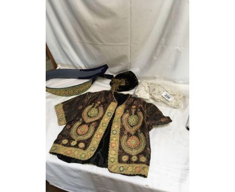  Sale Item:    WAISTCOAT HAT LACE &amp; BELT (AF)   Vat Status:   No Vat   Buyers Premium:  This lot is subject to a Buyers P