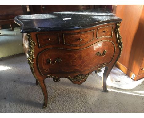  Sale Item:    MARBLE TOP INLAID CABINET (AF)   Vat Status:   No Vat   Buyers Premium:  This lot is subject to a Buyers Premi