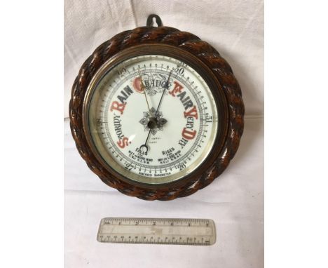  Sale Item:    OAK ANEROID BAROMETER   Vat Status:   No Vat   Buyers Premium:  This lot is subject to a Buyers Premium of 15%