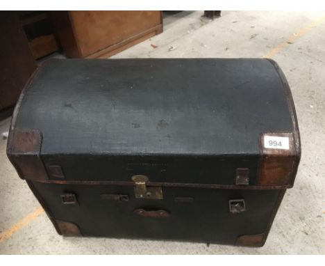  Sale Item:    LEATHER DOME TOP TRUNK (AF)   Vat Status:   No Vat   Buyers Premium:  This lot is subject to a Buyers Premium 
