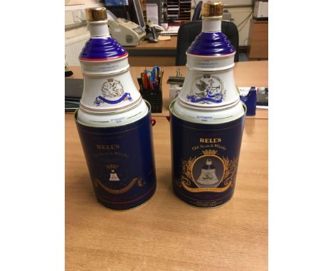  Sale Item:    2 BELLS DECANTERS 75 CLS 43% VOL PRINCESS EUGENIE &amp; BEATRICE  Vat Status:   No Vat   Buyers Premium:  This