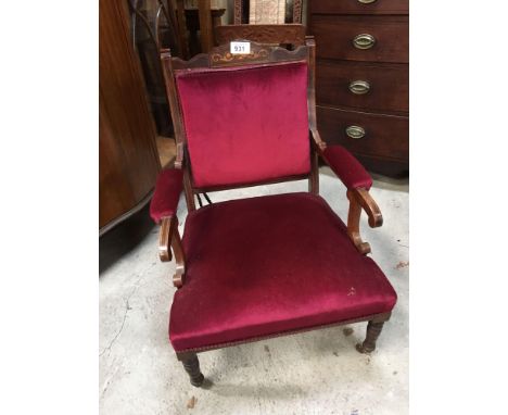  Sale Item:    INLAID RED ARM CHAIR (AF)   Vat Status:   No Vat   Buyers Premium:  This lot is subject to a Buyers Premium of