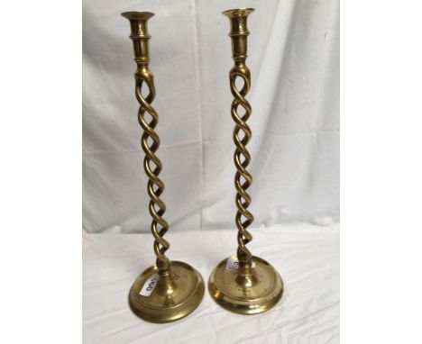  Sale Item:    PAIR BARLEY TWIST CANDLESTICKS   Vat Status:   No Vat   Buyers Premium:  This lot is subject to a Buyers Premi