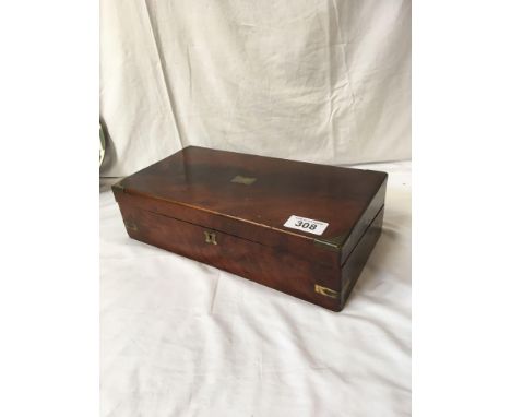  Sale Item:    BRASS BOUND WRITING SLOPE-NO KEY (AF)  Vat Status:   No Vat   Buyers Premium:  This lot is subject to a Buyers