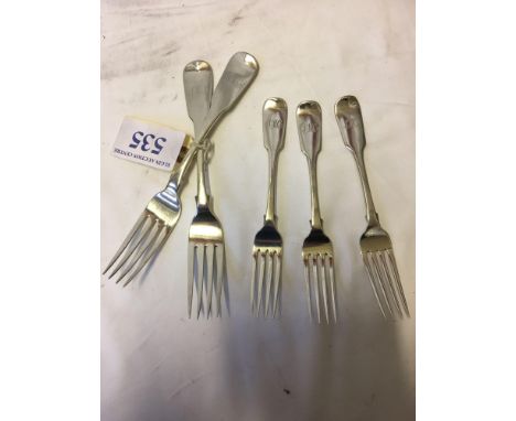  Sale Item:    5 (3+2) GLASGOW SILVER FORKS   Vat Status:   No Vat   Buyers Premium:  This lot is subject to a Buyers Premium