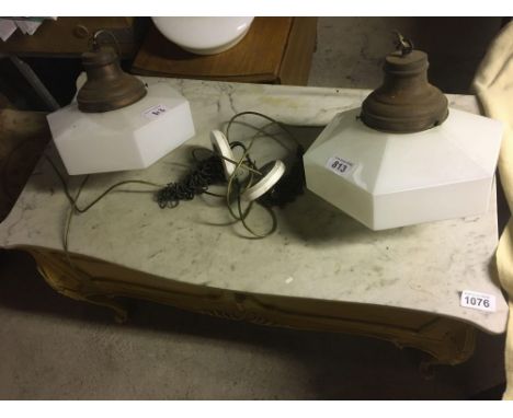  Sale Item:    2 VINTAGE HANGING LIGHTS   Vat Status:   No Vat   Buyers Premium:  This lot is subject to a Buyers Premium of 