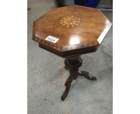  Sale Item:    INLAID TRUMPET SEWING TABLE   Vat Status:   No Vat   Buyers Premium:  This lot is subject to a Buyers Premium 