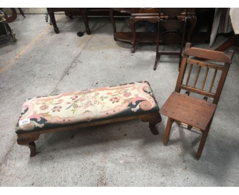  Sale Item:    TAPESTRY STOOL &amp; FOLDING CHAIR (AF)  Vat Status:   No Vat   Buyers Premium:  This lot is subject to a Buye