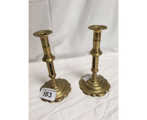  Sale Item:    PAIR GEORGIAN PETAL BASE CANDLE STICKS (AF)  Vat Status:   No Vat   Buyers Premium:  This lot is subject to a 