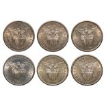 PHILIPPINES - 1 PESO 1907 S; 1908 S; 1909 S; 1910 S (6)