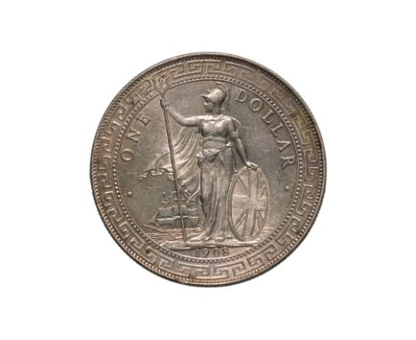 GREAT BRITAIN - BRITISH TRADE DOLLAR 1908 B
Britannia standing holding a trident and a shield, date below, reverse with Chine