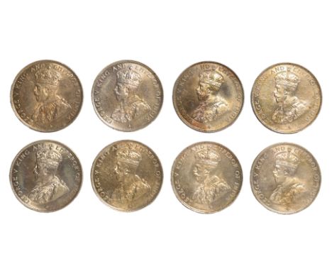 STRAITS SETTLEMENTS GEORGE V 50 CENTS 1920 (8)
Crowned bust facing left, reverse with Arabesque design with denomination in C