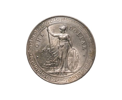 GREAT BRITAIN - BRITISH TRADE DOLLAR 1908 B
Britannia standing holding a trident and a shield, date below, reverse with Chine
