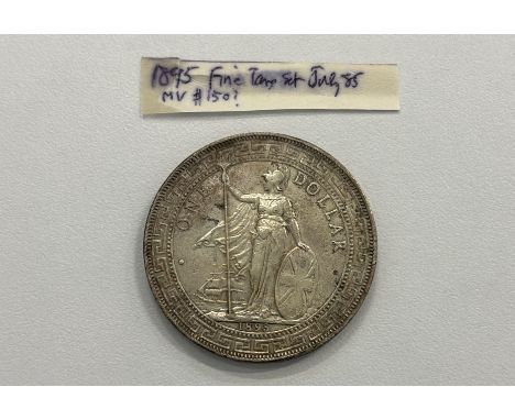GREAT BRITAIN - BRITISH TRADE DOLLAR 1895 Britannia standing holding a trident and a shield, date below, reverse with Chinese