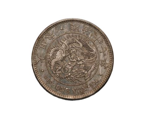 JAPAN - 1 YEN MEIJI YEAR 17 (1884)
Dragon within a beaded circle, legend in English and Japanese, reverse with chrysanthemum 