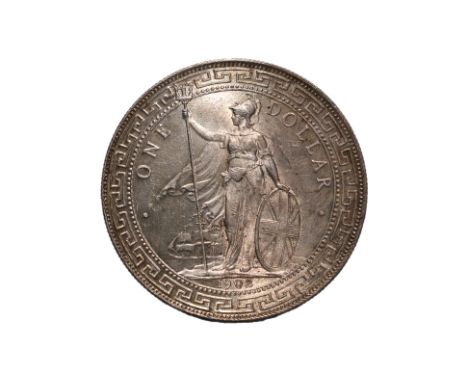 GREAT BRITAIN - BRITISH TRADE DOLLAR 1902 C
Britannia standing holding a trident and a shield, date below, reverse with Chine