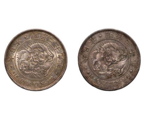 JAPAN - 1 YEN MEIJI YEAR 29 (1896); YEAR 30 (1897) (2)
Dragon within a beaded circle, legend in English and Japanese, reverse