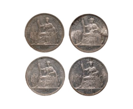 FRENCH INDOCHINA 1 PIASTRE DE COMMERCE 1928 A (4)
Marianne seated left with date in exergue below, reverse with denomination 