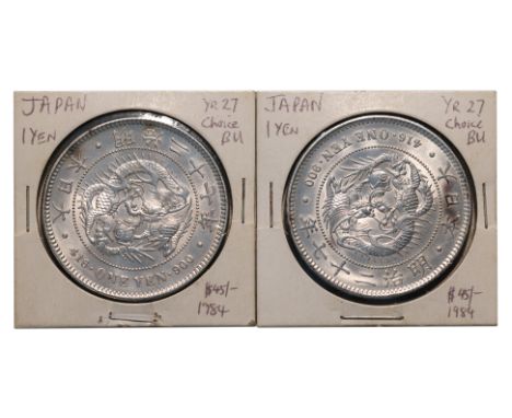 JAPAN - 1 YEN MEIJI YEAR 27 (1894) (2)
Dragon within a beaded circle, legend in English and Japanese, reverse with chrysanthe