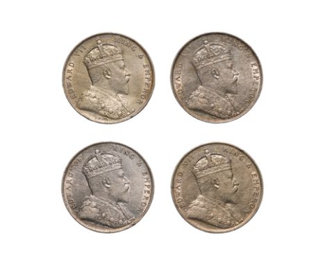STRAITS SETTLEMENTS EDWARD VII 1 DOLLAR 1909 (4)
Crowned bust facing right, reverse with Arabesque design with denomination i