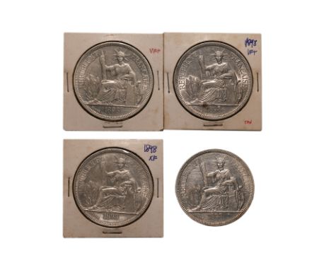 FRENCH INDOCHINA 1 PIASTRE DE COMMERCE 1898 A (4)
Marianne seated left with date in exergue below, reverse with denomination 