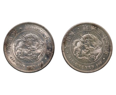 JAPAN - 1 YEN MEIJI YEAR 37 (1904) (2)
Dragon within a beaded circle, legend in English and Japanese, reverse with chrysanthe