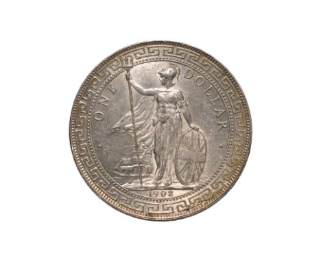 GREAT BRITAIN - BRITISH TRADE DOLLAR 1902 C
Britannia standing holding a trident and a shield, date below, reverse with Chine