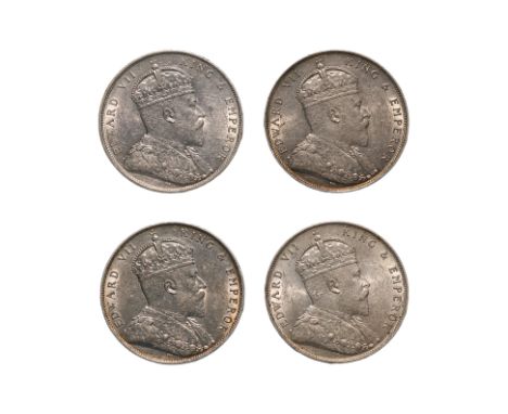 STRAITS SETTLEMENTS EDWARD VII 1 DOLLAR 1907 (4)
Crowned bust facing right, reverse with Arabesque design with denomination i