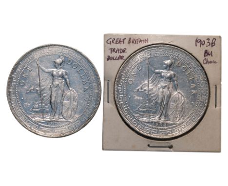 GREAT BRITAIN - BRITISH TRADE DOLLAR 1903 B (2)
Britannia standing holding a trident and a shield, date below, reverse with C
