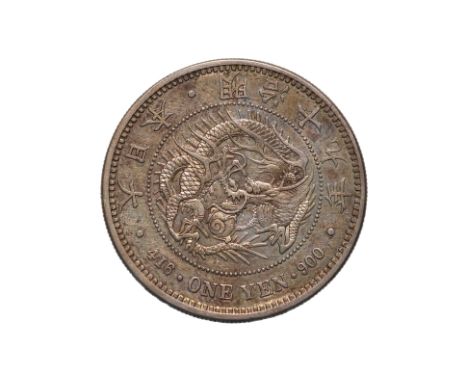 JAPAN - 1 YEN MEIJI YEAR 19 (1886) LARGE TYPE
Dragon within a beaded circle, legend in English and Japanese, reverse with chr