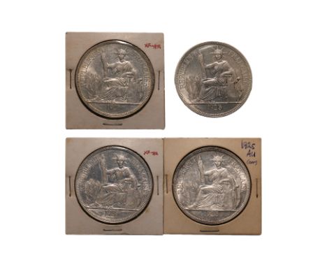 FRENCH INDOCHINA 1 PIASTRE DE COMMERCE 1925 A (4)
Marianne seated left with date in exergue below, reverse with denomination 
