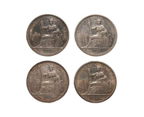 FRENCH INDOCHINA 1 PIASTRE DE COMMERCE 1896 A (4)
Marianne seated left with date in exergue below, reverse with denomination 