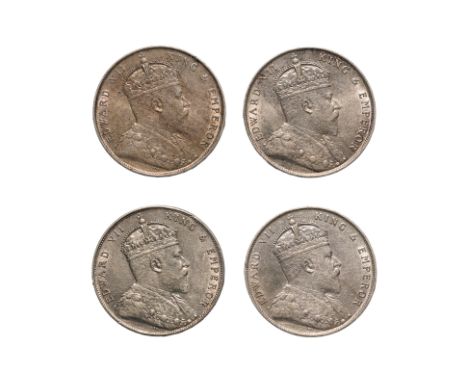 STRAITS SETTLEMENTS EDWARD VII 1 DOLLAR 1909 (4)
Crowned bust facing right, reverse with Arabesque design with denomination i
