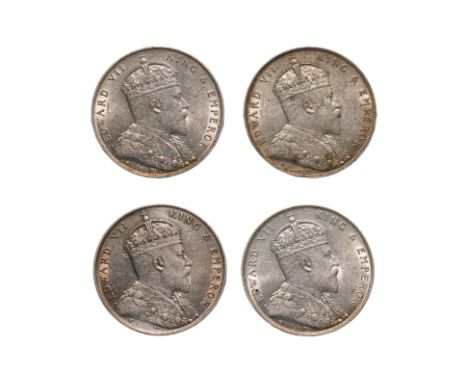 STRAITS SETTLEMENTS EDWARD VII 1 DOLLAR 1907 H (4)
Crowned bust facing right, reverse with Arabesque design with denomination