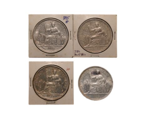 FRENCH INDOCHINA 1 PIASTRE DE COMMERCE 1895 A TYPE 1 (4)
Marianne seated left with date in exergue below, reverse with denomi