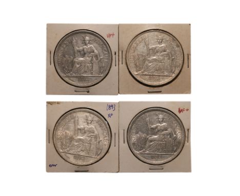 FRENCH INDOCHINA 1 PIASTRE DE COMMERCE 1893 A (4)
Marianne seated left with date in exergue below, reverse with denomination 