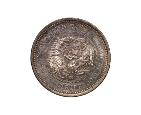 JAPAN - TRADE DOLLAR MEIJI YEAR 9 (1876) Dragon within a beaded circle, legend in English and Japanese, reverse with chrysant