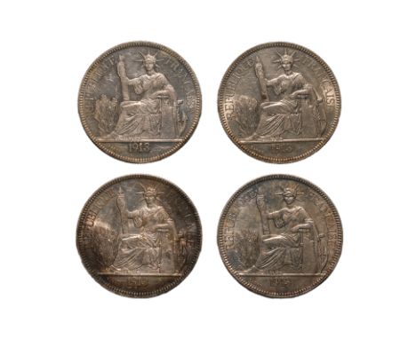 FRENCH INDOCHINA 1 PIASTRE DE COMMERCE 1913 A (4)
Marianne seated left with date in exergue below, reverse with denomination 