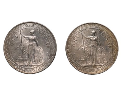 GREAT BRITAIN - BRITISH TRADE DOLLAR 1908 B (2)
Britannia standing holding a trident and a shield, date below, reverse with C