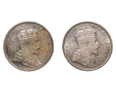STRAITS SETTLEMENTS EDWARD VII 1 DOLLAR 1904 B (2)
Crowned bust facing right, reverse with Arabesque design with denomination