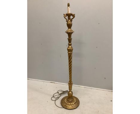 A giltwood standard lamp, height 159cm. Condition - fair