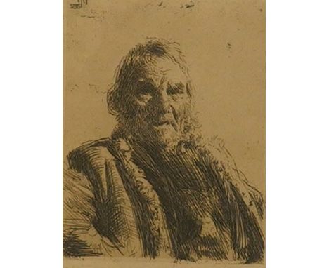 Anders Zorn (Swedish, 1860-1920), etching, ‘Old Soldier’, signed in pencil, 16 x 11cm. Condition - fair
