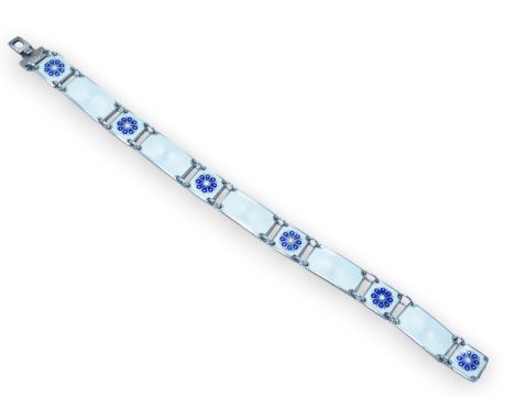 A Norwegian sterling and enamel bracelet, by David Andersen, 18.6cm. Condition - fair to good