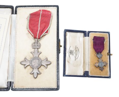 A cased George V military MBE containing leaflet with instructions as to wearing Insignia, together with the separately cased