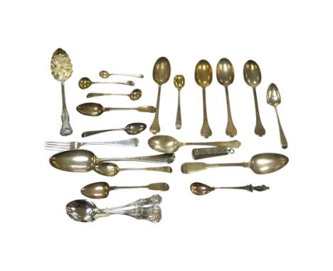 A set of four George V silver dog nose spoons by Tessiers Ltd, London, 1932/5/6, 16.1cm, a silver cigarette holder case and s
