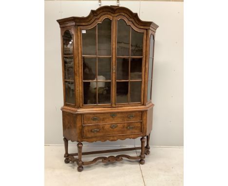 An 18th century style Dutch walnut display cabinet, width 136cm, depth 33cm, height 208cm. Condition - fair to good. Provenan