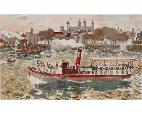 After Edwin La Dell ARA (1914-1970), lithographic school print, ‘The Tower of London’, printed in England at the Baynard Pres