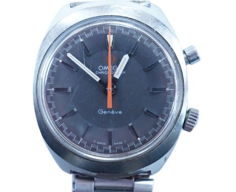 A gentleman's late 1960's? stainless steel Omega Chronostop manual wind wrist watch, with baton numerals, case diameter 33mm,