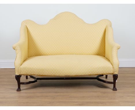 A GEORGE II STYLE MAHOGANY FRAMED HUMP BACK SOFA143cm wide; 103cm high