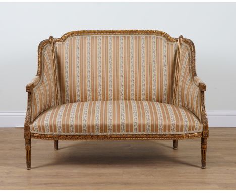 A LOUIS XVI STYLE GOLD PAINTED TWO SEAT SOFA124cm wide; 95cm high